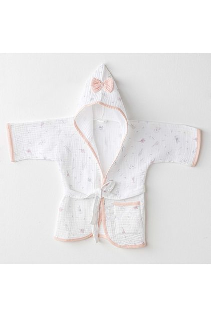 Baby Girl Muslin Bathrobe Ecru