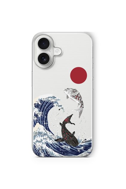 iPhone 16 Compatible Gold Fish Design Printed Transparent Case