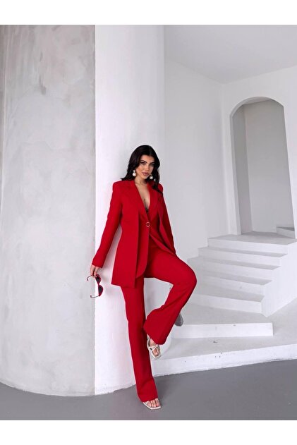 Kuşak Detaylı İkili Blazer Takım