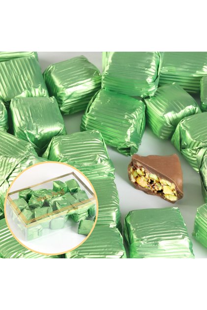 Antep Fıstıklı Krokan Çikolata 450g Asetta Kutu
