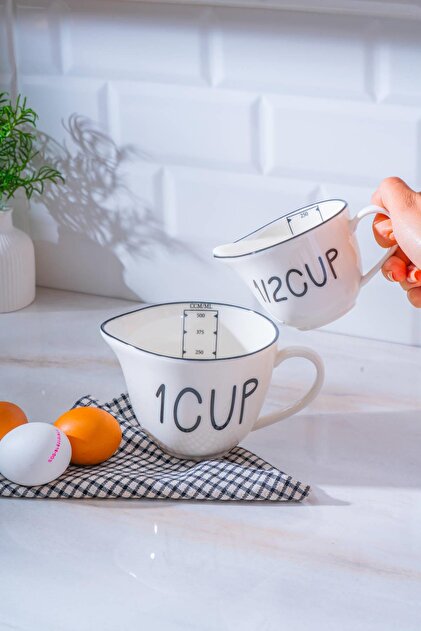ACAR Leroy Set of 2 Porcelain Measuring Cups - 250/500 ml- Trendyol