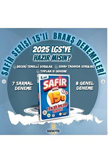 Madalyon Yayıncılık SAFİR 8.SINIF TÜRKÇE BRANŞ DENEME 15 Lİ