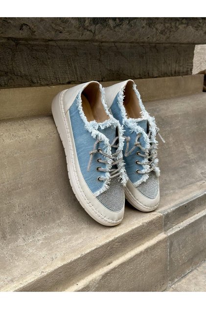 Denim Linen (Jule) Stone Lace-Up Women's Sneakers