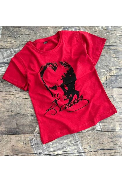 CREW NECK COTTON SHORT SLEEVE ATATURK PRINTED BOYS AND GIRLS T-SHIRT