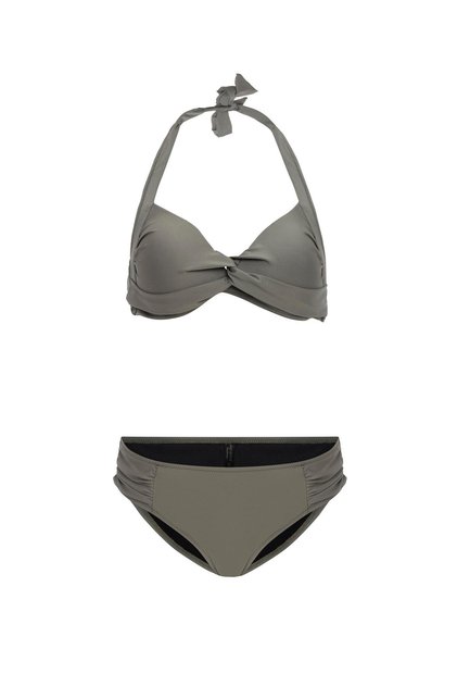 Aquaviva Women's Khaki Violet Halter Bikini Set