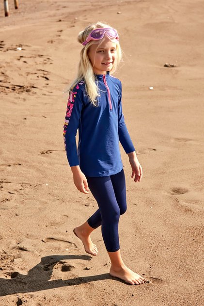 Navy Blue Parachute Swimsuit Girl K2402