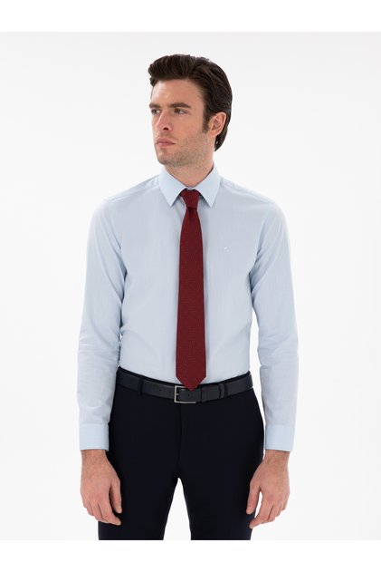 Light Blue Slim Fit Cotton Oxford Shirt 50304497-Vr003