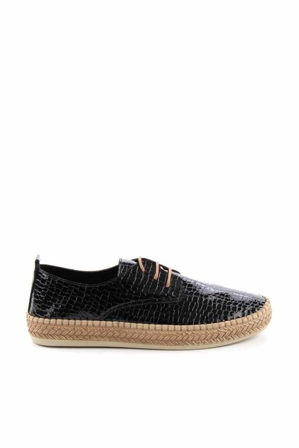 Shiny Black Women's Espadrille K01309230311