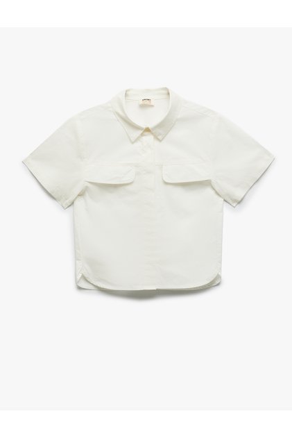 Cotton Short Sleeve Oversize Shirt with Pocket Detail