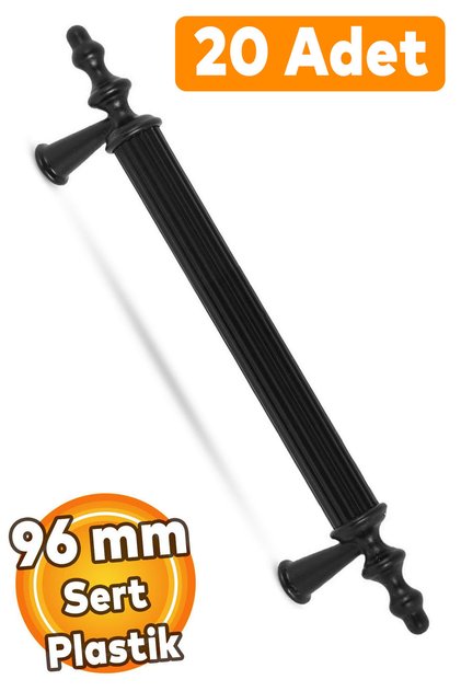 (Hard Plastic) 20 Pieces Polavit 96 mm Black Furniture Kitchen Drawer Cabinet Cabinet Handle Handle Handle
