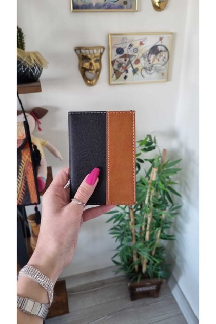 Striped Leather Stitched Car License Case Container Auto License Protector