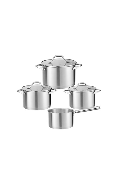 Set vase de gatit din inox ZLN1344 cu 7 piese, Compatibil gaz, inductie, electric, masina vase