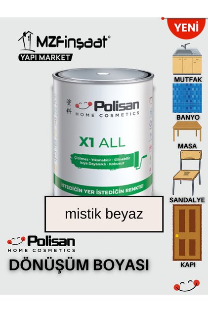 POLİSAN X1 ALL Yeni Nesil Dönüşüm Boyası Beyaz - Dolap-fayans-cam-plastik-ahşap-duvar