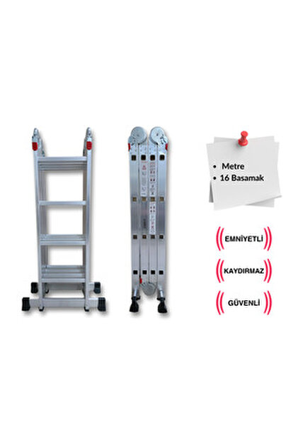 Endokon PLATFORMLU 3,46 Metre - 12 Basamaklı Akrobat Merdiven