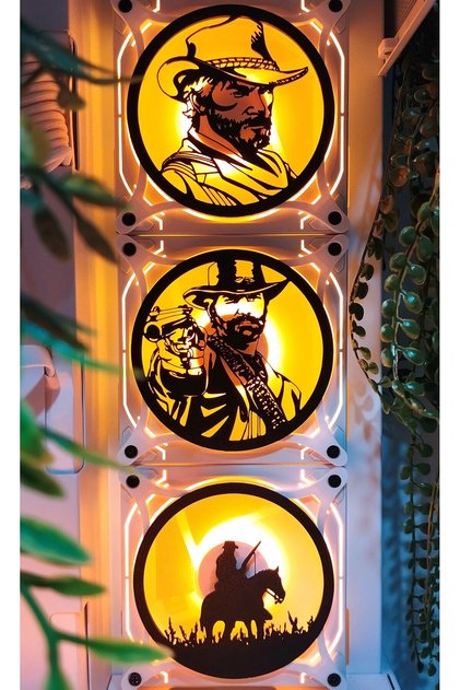 Rdr 2 120x120 Mm Beyaz Çerçeveli Oyun Pc Aksesuarı, Masaüstü Bilgisayar Üçlü Fan Kapağı