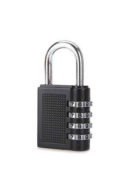 4-Digit Combination Lock - 50mm, Luggage and Travel Security Lock - Black