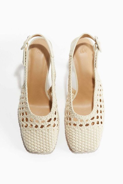 Braided canvas slingbacks