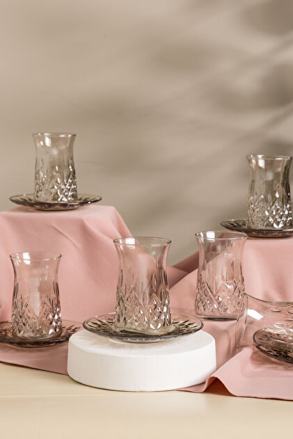 6-Person Smoked Tea Cup Set - 12 Pieces, 132 Cc - Modern Design