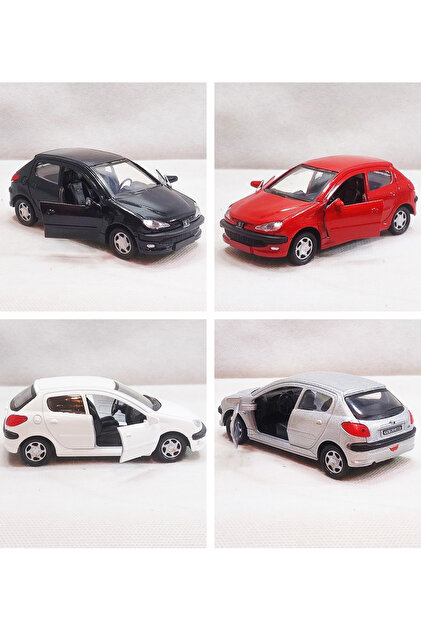 farddad Peugeot 206 Model Araba Seti 4 Renk | 1:36 Çek Bırak Metal