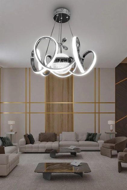 Melisa Modern Sarkıt Led Avize Powerled Lümen Gücü Yüksek - 3 Renk Kumandalı Krom