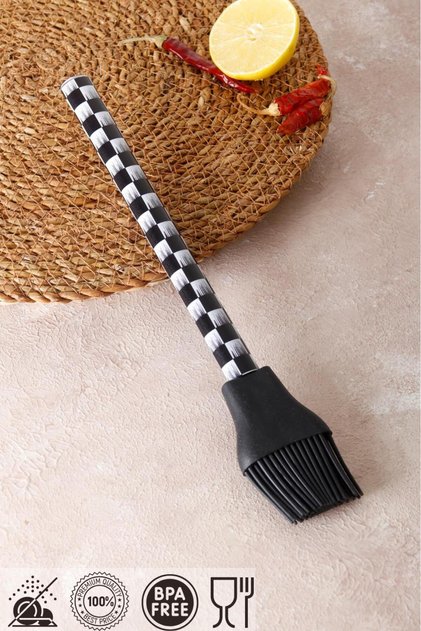 1 Black Checker Silicone Tip Brush - Fireproof, Non-Stick