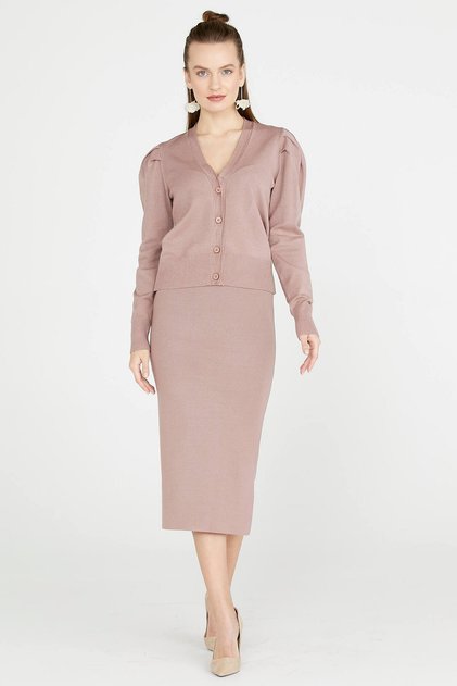 Women's Slit Knitwear Skirt - Powder