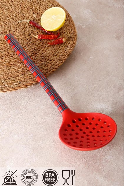 1 Piece Red Plaid Silicone Tip Colander - Fireproof Non-Stick