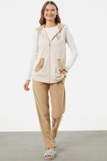 Γιλέκο Διπλό Χρώμα Fleece Φόρμα - Camel