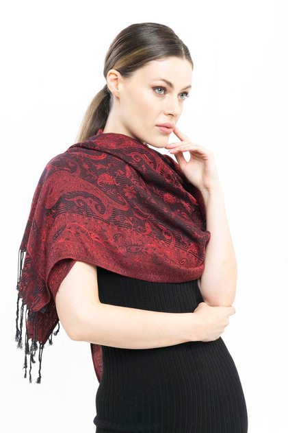 Women's Burgundy Shawl 70X180Cm