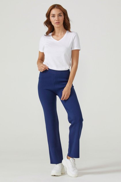 Women's Knitwear Trousers - Navy Blue