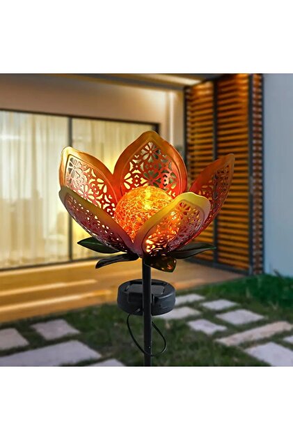 SD WORKS Güneş Enerjili Dekoratif Metal Çiçek Bahçe Balkon Teras