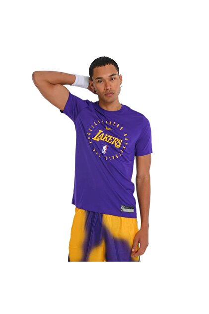 Nike Los Angeles Lakers NBA Dri-Fit Erkek Mor Basketbol T-Shirt