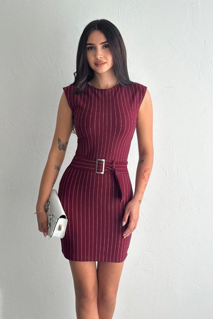 Women's Zra Striped Mini Dress - Burgundy
