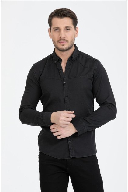 Men's Washed Gabardine Denim Shirt 2555