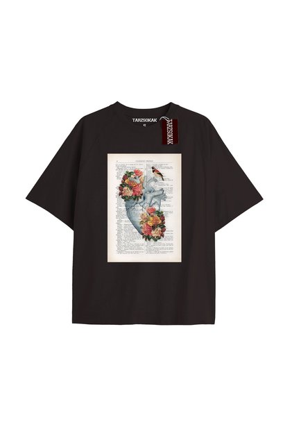 Tricou unisex bărbați/femei Heart Rib Negru Cod 67