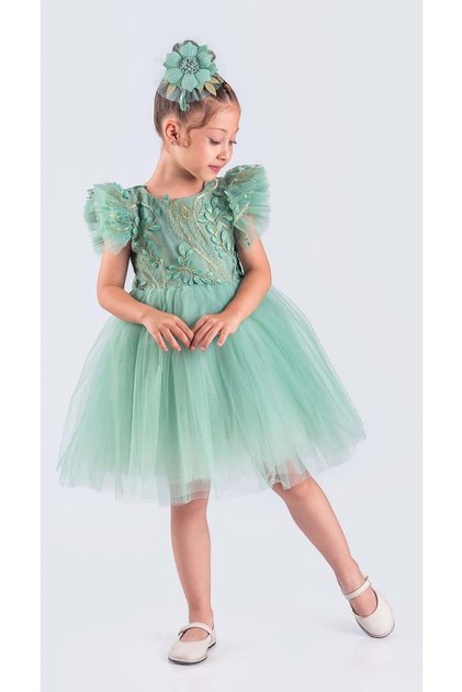 Tutu Skirt Robe Embroidered Embroidered Dress Green