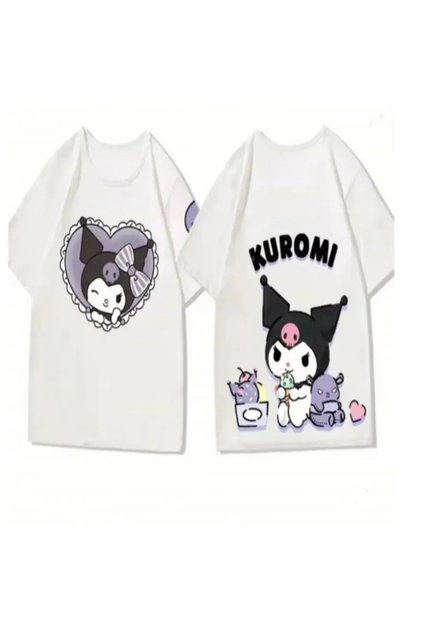 White Sanrio Kuromi Kawaii Ice Cream Front/Back Printed Oversize T-Shirt