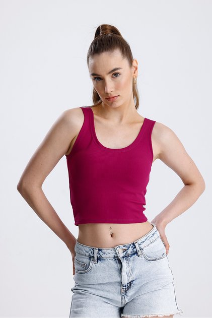 Oval Neck Ribbed Bustier Crop