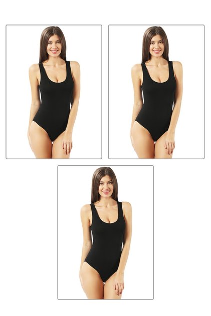 Özkan 0602 3 Pack Women's Cotton Thick Strap Hooked Snap Body