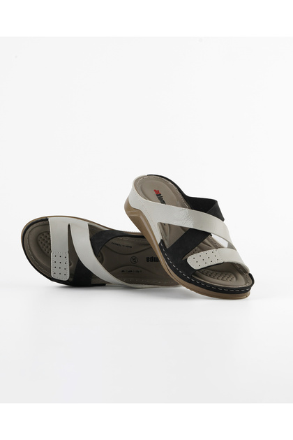 Women's Summer Slippers Ms024 Gray Mikanos Patent Leather Orthopedic Sole Daily Comfortable Home & Outdoor Slippers