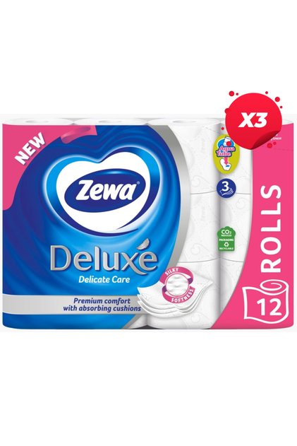 X3 - ΧΑΡΤΙ ΥΓΕΙΑΣ ZEWA 3 ΣΤΡΩΜΑΤΩΝ 12 ΡΟΛΑ DELUXE ΕΥΑΙΣΘΗΤΗ ΦΡΟΝΤΙΔΑ