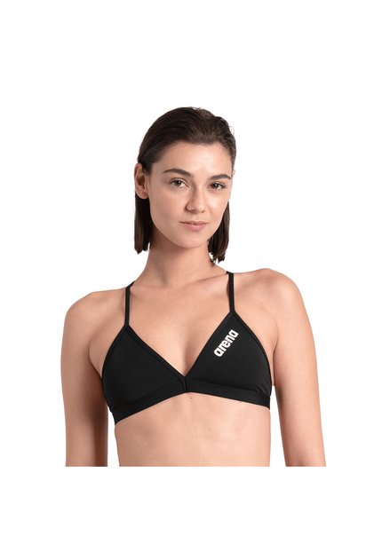 Team Swim Top Tie Back Solid Kadın Siyah Yüzücü Bikini Üstü 004768550