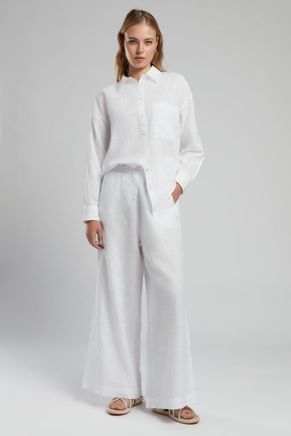 Paige high waist wide leg cut wide leg white women's trousers