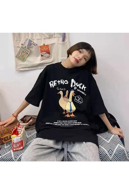 Unisex Retro Duck Tshirt Black