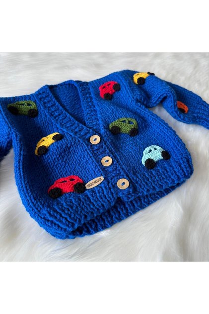 Children's Cardigan with Trolley>Cardigan with Trolley>Hand Knitted>Handmade>Gift>Baby>Alize>Sweater