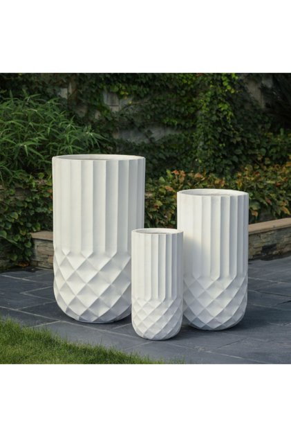 3-Piece Elegant Design Cylindrical Ceramic Planter Set