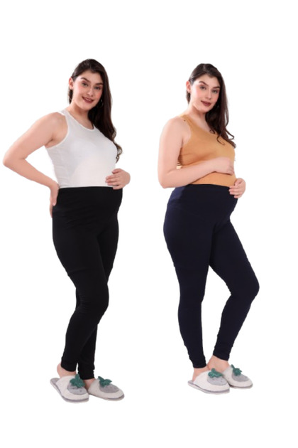 Pack of 2 Viscose Solid High Waist Maternity Leggings