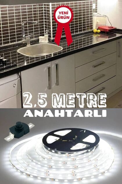 Sanctum Mutfak Dolabı Tezgah Üstü Için 2,5 Metre Beyaz Şerit Led
