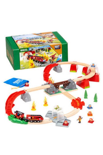 Set interactiv, trenulet pompieri, cu sunete BRIO, 3+ ani