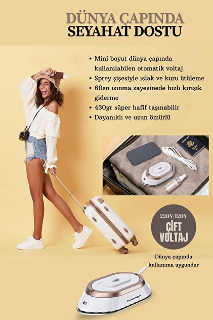 Rowenger Nb301 Mini Seyahat Ütüsü Çift Voltaj Dünya Çapında